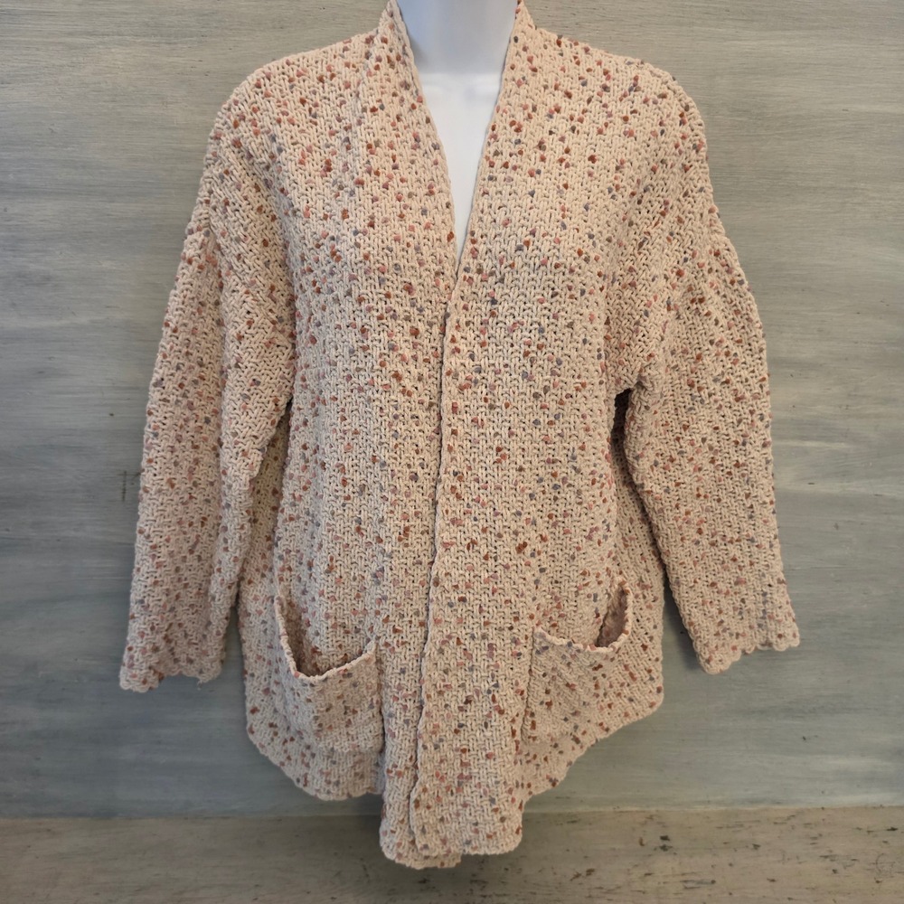Moon & Madison Colorful Confetti Knit Open Front Cardigan Sweater Medium GC